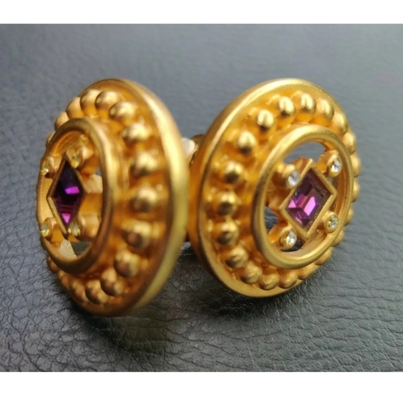 Givenchy Multi Rhinestone Gold Plated Signed Clip-On Earrings - Picture 9 of 9